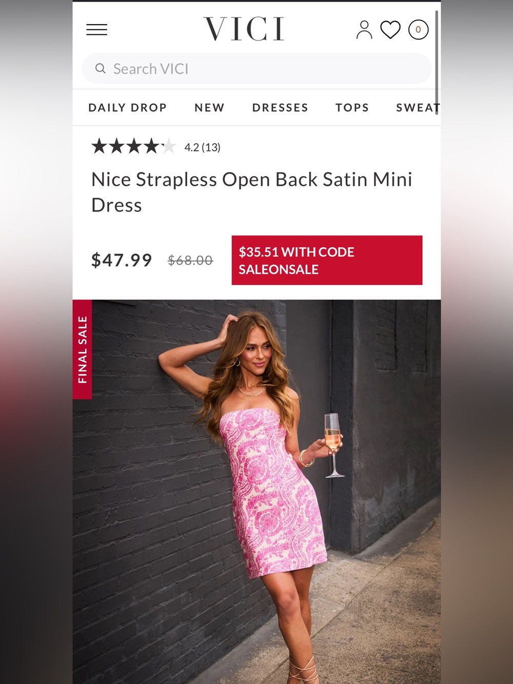 Aakaa Strapless Open-Back Satin Mini Dress